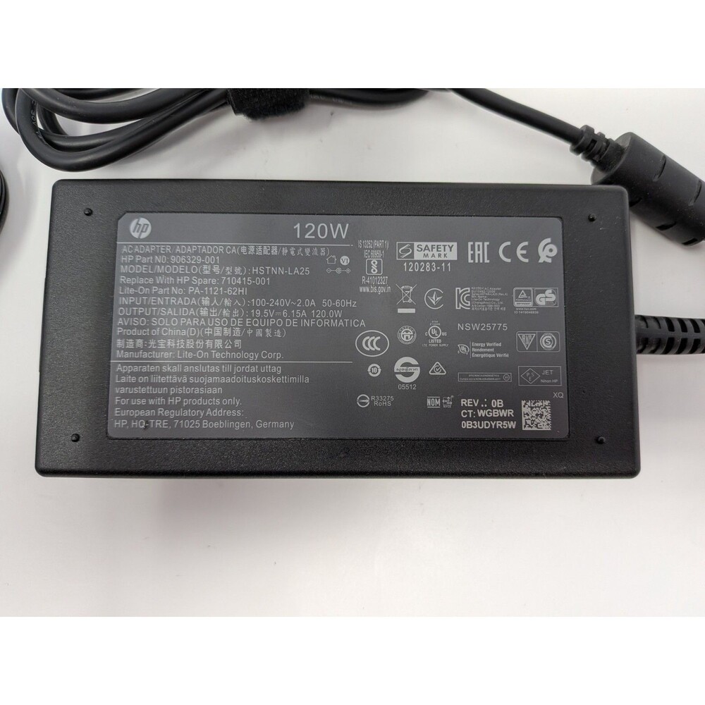 Genuine HP 120W Charger HSTNN-LA25 906329-001 19.5V 6.15A OEM - Picture 2 of 3